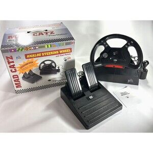 Vintage 1995 MAD CATZ Analog Steering Wheel and Foot Pedals for PlayStation